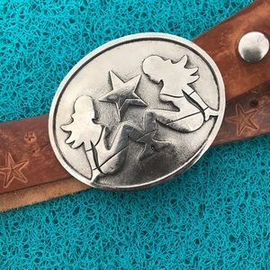 Leather belt with girl buckle